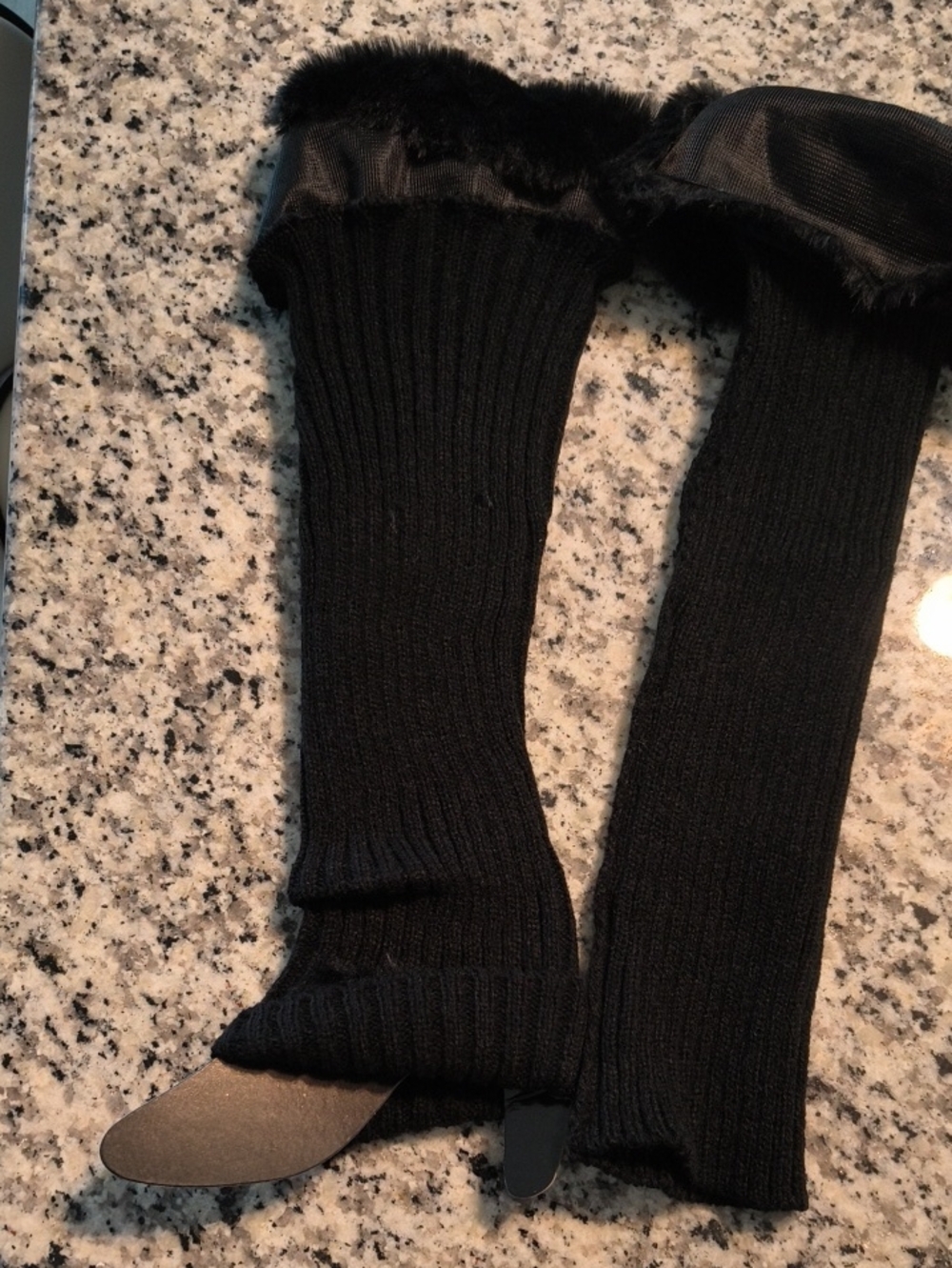 Black Knit Faux Fur Boot Cuffs - Picture 1 of 1